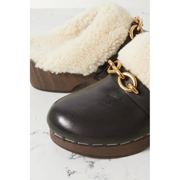 Saint Laurent Le Maillon Shearling Clogs in Black - Picture 16 of 16